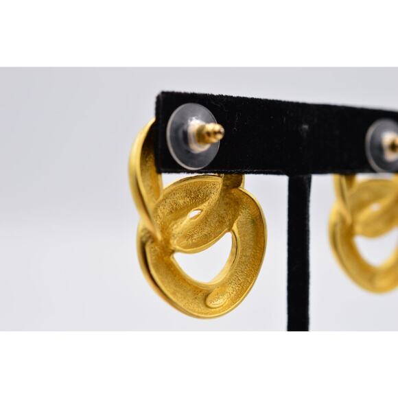Givenchy Vintage Earrings Brushed Gold Linked Statement Runway Signed 1980s BinZ - Picture 8 of 10